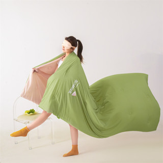 【鋪棉夏被】涼感絲材質西瓜綠色絎縫夏涼被 素色簡約風柔滑透氣可機洗空調被/薄毯 單人 標準雙人
