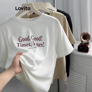 Lovito 女休閒字母圖案 T恤 LNE52226