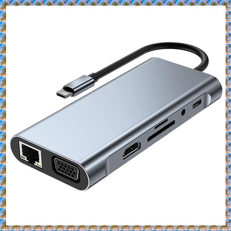 (W O D 1 件 11 合 1USB C HUB 擴展塢 SD / TF 讀卡器,兼容 4K - VGA、USB 3