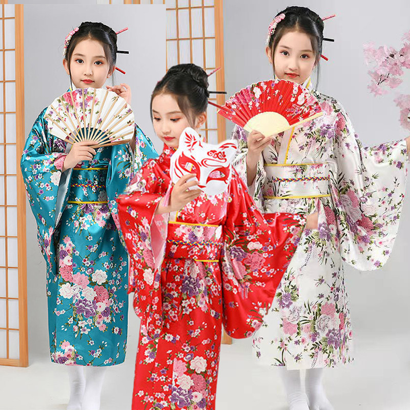 兒童和服傳統日式浴衣女童連衣裙兒童角色扮演日本羽織服裝