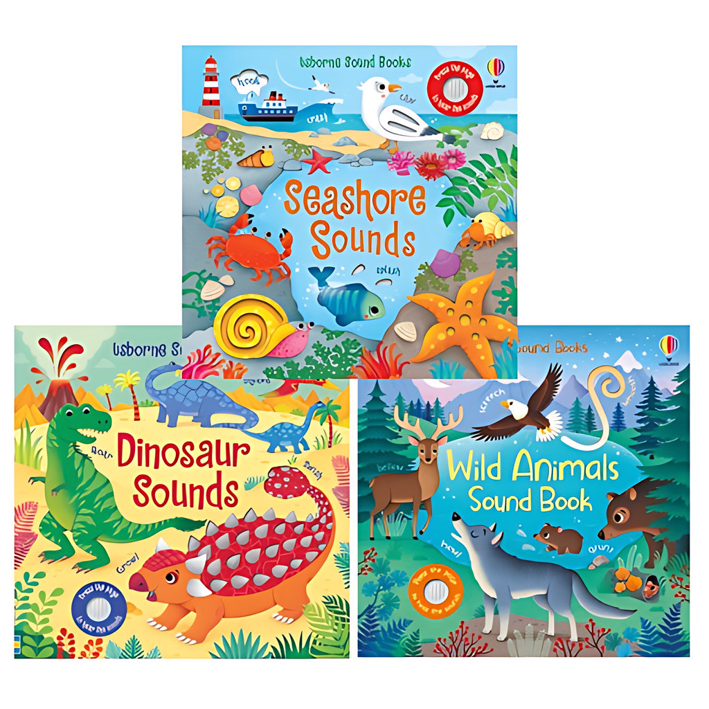 Usborne Noisy Books 大自然音效書 1-Wild Animals/Dinosaur/Seashore (共3本硬頁音效書)/Sam Taplin Usborne Sound Books 【禮筑外文書店】