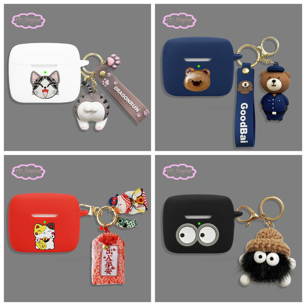 for Anker Soundcore Aeroclip耳機保護套卡通柴犬矽膠耳機軟殼防摔保護殼煤球吊飾