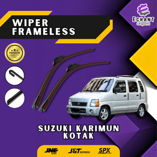 SUZUKI 鈴木 Karimun 汽車雨刮器箱模型無框軟橡膠 2 件 1 套左右