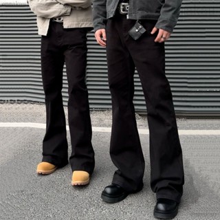 男士牛仔褲 Bootcut Jeans Cleanfit 高街復古風格時尚喇叭褲黑色 S-3XLemma