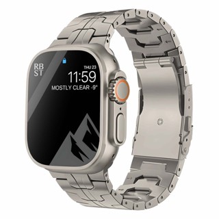 適用蘋果apple watch98765432/SE鈦金屬錶帶ultra鋼鐵俠金屬智能手錶錶帶38mm40mm42mm4