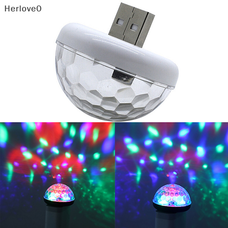 Herlove 1x 汽車 USB RGB 迷你車內氛圍霓虹燈七彩音樂 LED 裝飾燈 TW