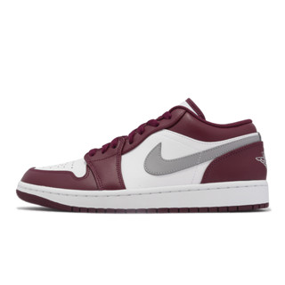 Nike 休閒鞋 Air Jordan 1 Low Bordeaux 酒紅 白 灰 男鞋【ACS】 553558-615