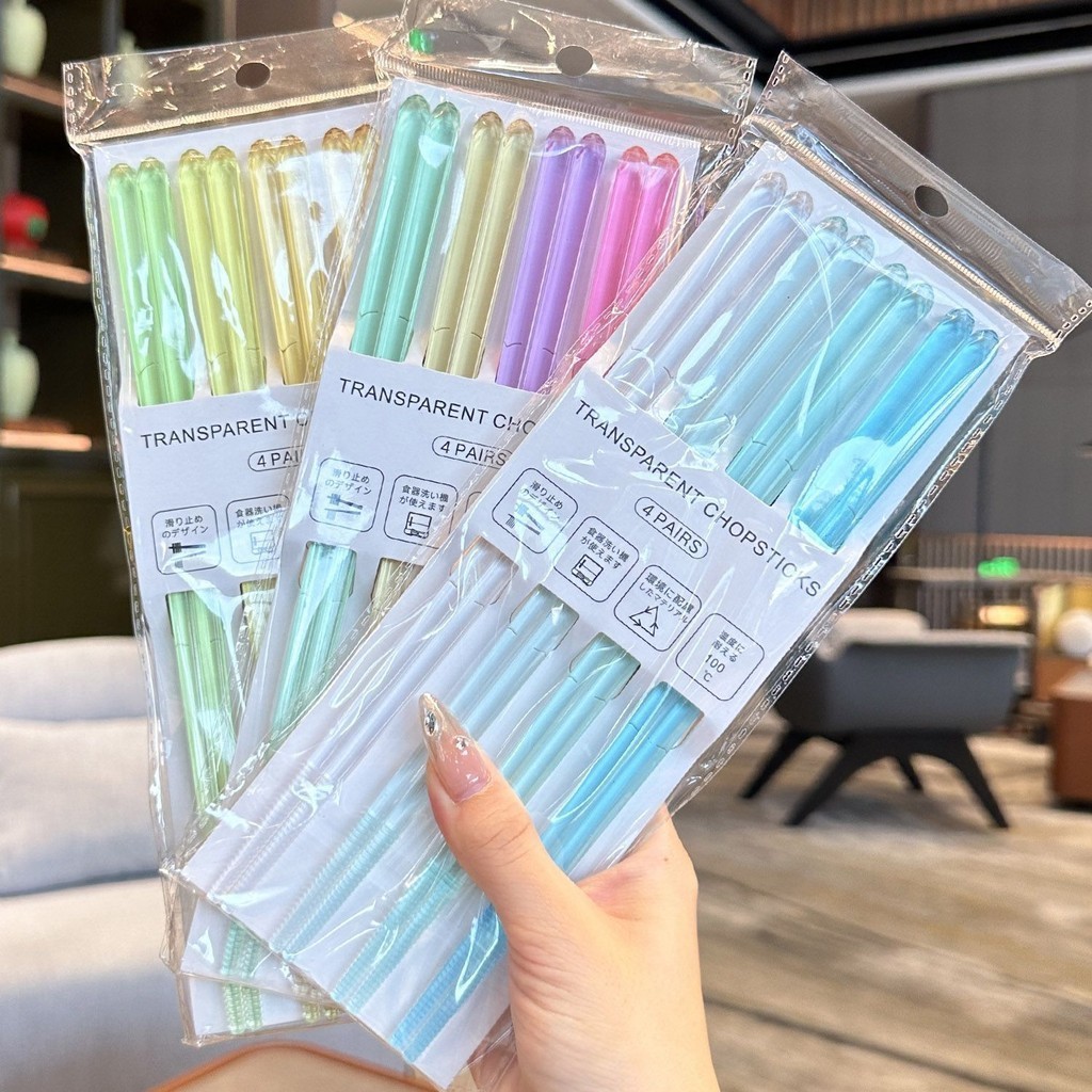 【48小時出貨】特別漂亮的筷子 Rainbow彩虹系列 蟲蟲同款出口透明水晶筷 防滑筷