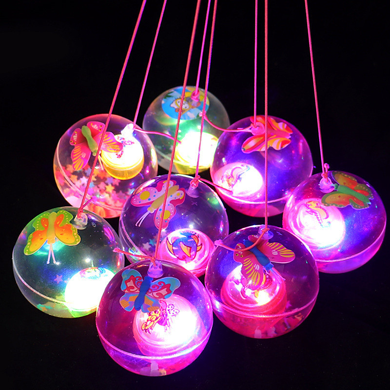 閃光水晶球 發光彈力球 帶繩跳跳球閃光兒童玩具夜市地攤熱銷玩具