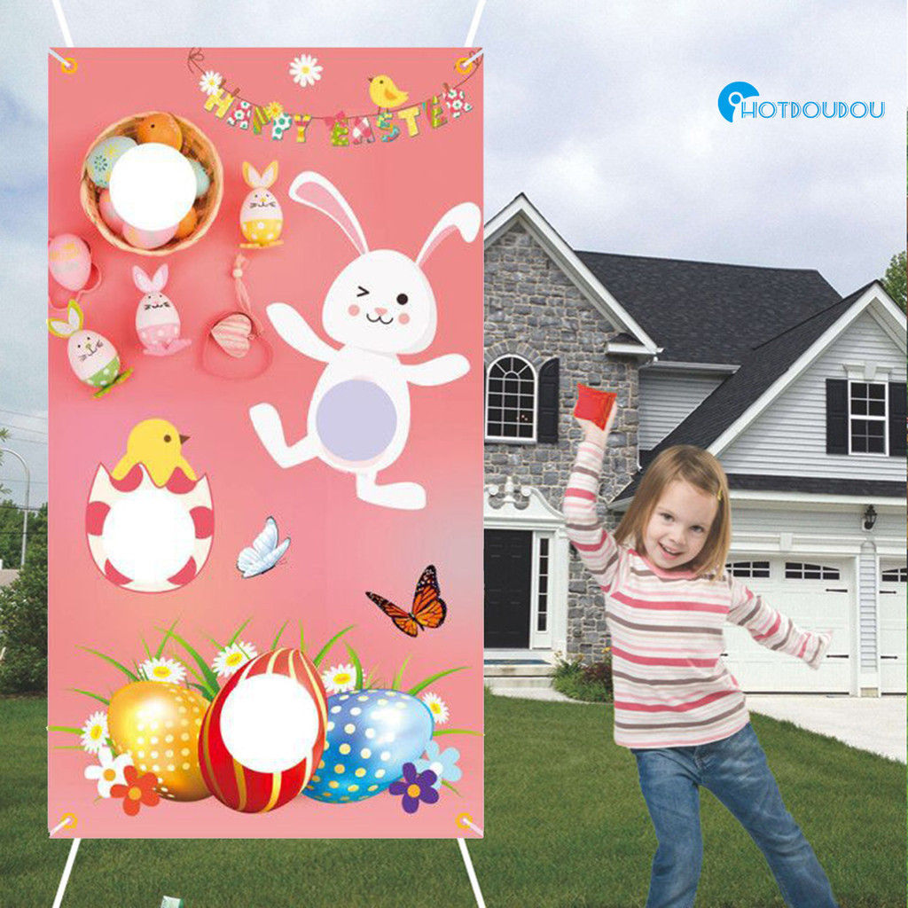 投擲旗復活節兒童戶外沙包遊戲旗幟可愛兔子