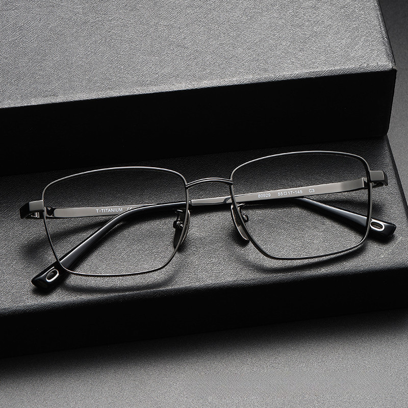 【Ti鈦眼鏡】純鈦眼鏡框 近視眼鏡框 男款大臉商務方框 加寬80929可配度數防藍光眼鏡架