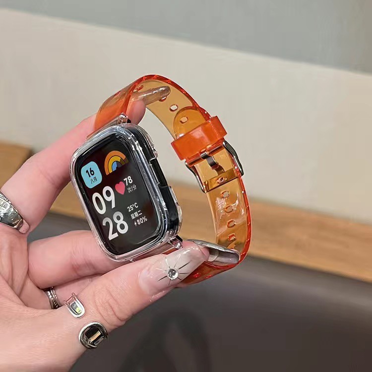 適用於紅米Redmi Watch 4/3智能手錶透明果凍矽膠錶帶 小米手錶紅米4錶帶+保護殼