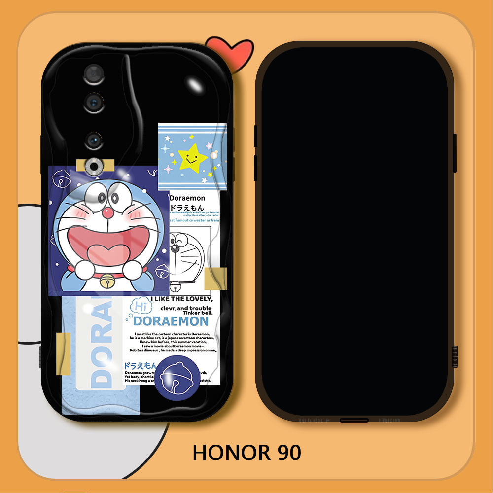 哆啦夢 For Honor 90 Lite 5G 50 SE 20 外殼可愛卡通哆啦A夢奶油波邊矽膠軟套全相機防震保護手