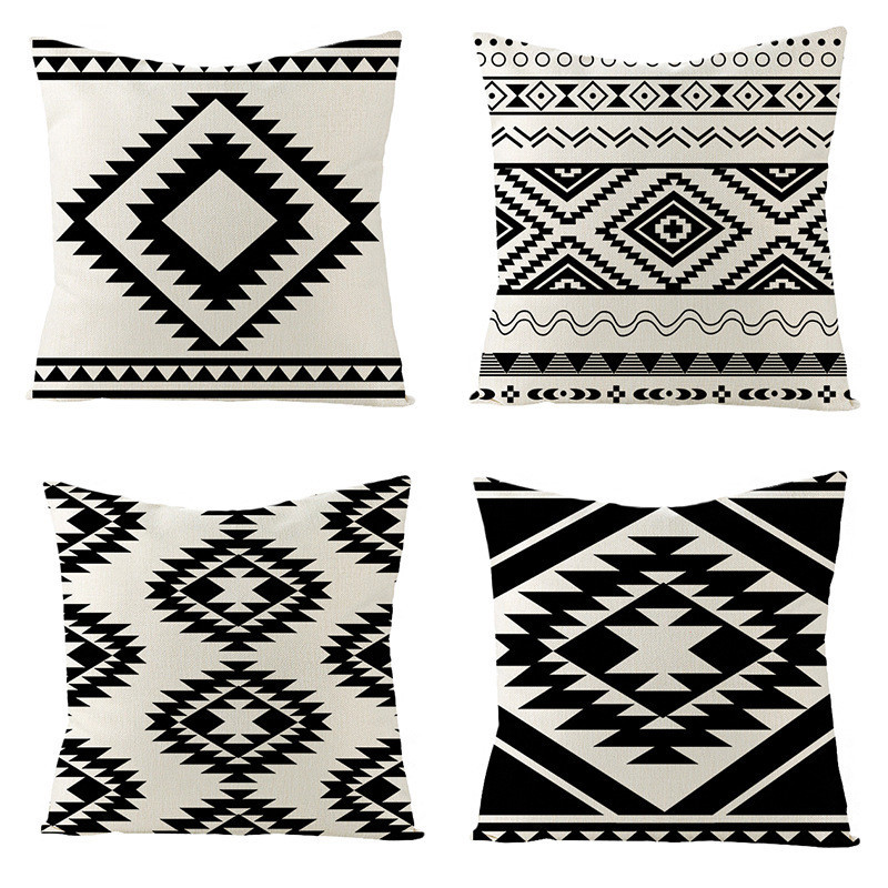 新款摩洛哥黑白幾何抱枕套 家居靠枕靠墊套抱枕