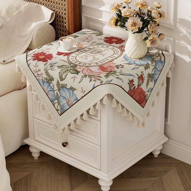 美式臥室床頭櫃 防塵罩 蓋布 方桌方巾 桌布 家用洗衣機防晒蓋巾