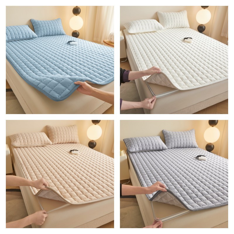 【防水床墊】A類親膚加棉TPU防水床墊 防滑隔尿純藍色床褥保護墊 枕套 單人 加大單人 標準雙人 加大雙人 特大雙人