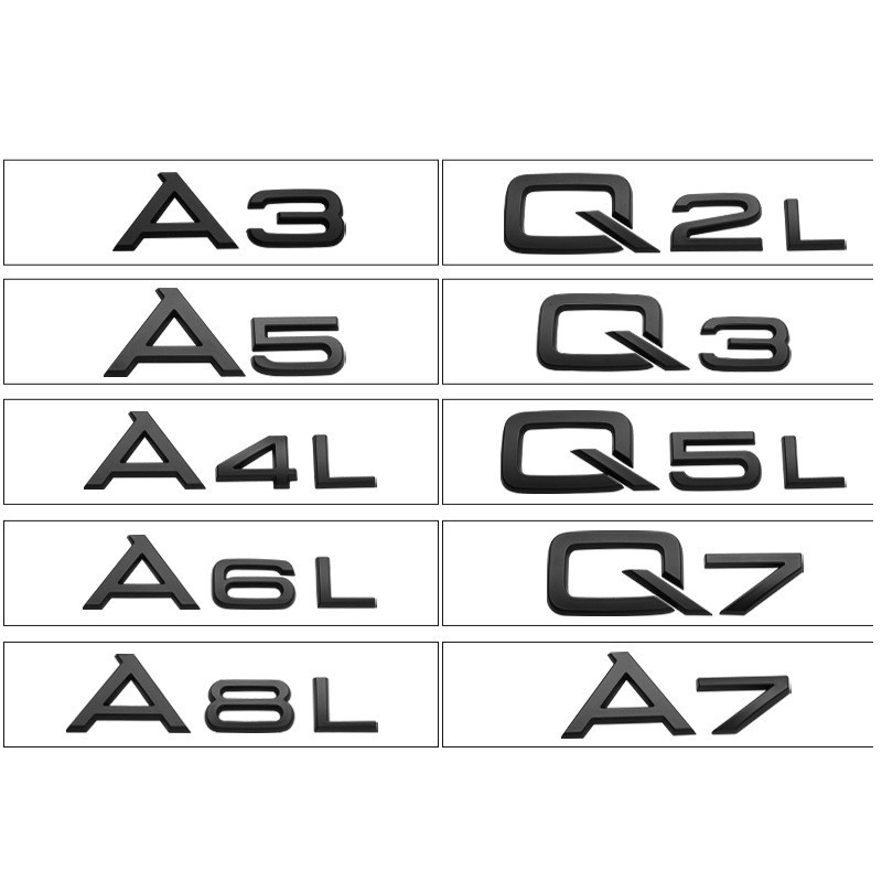 適用於奧迪車標改裝車尾標A3A4A5A6LA8L Q3Q5LQ7後字標排量標誌貼