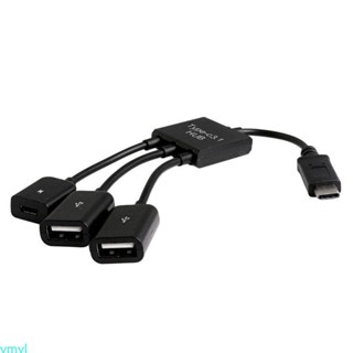 Ymyl 3in1 USB 3 1 Type-C 轉 Micro USB 2 0 電源充電主機 OTG 集線器電纜適配器