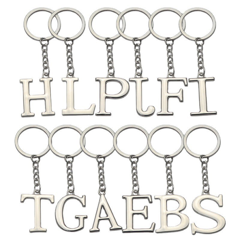 英文字母鑰匙扣箱包吊飾26個大小寫字母數字鑰匙扣歐美小禮品訂製