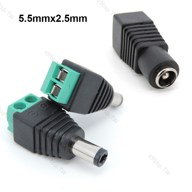 5 件 12V 2.5 x 5.5mm 5.5*2.5mm DC 電源公母插頭插孔適配器連接器電纜端子,用於閉路電視攝像