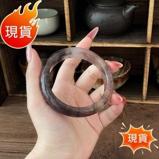 免運🔥超火爆🔥天然金絲玉紫羅蘭扁條手鐲冰種飄花細圓條手鐲女玉鐲子叮噹鐲💕💕💕💕💕