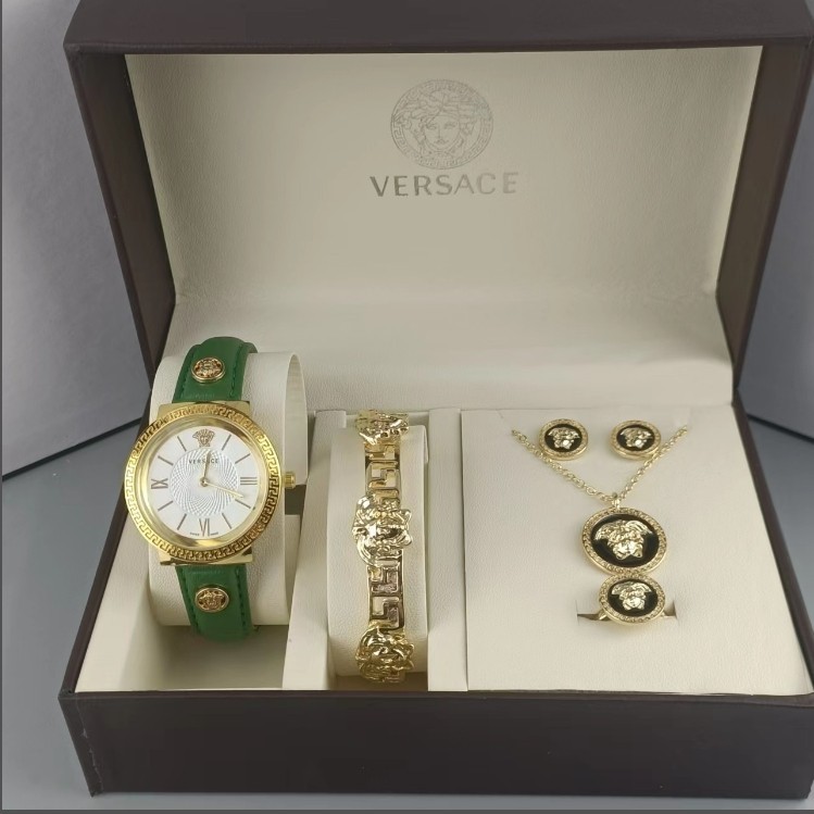 V。 五件套手錶美杜莎美頭石英表女錶小綠時尚潮流
