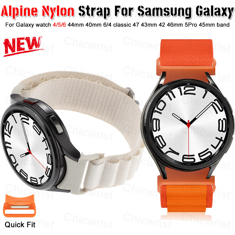 SAMSUNG 高山尼龍錶帶快速釋放運動手鍊兼容三星 Galaxy 手錶 4/5/6 44 40 毫米 Galaxy 手