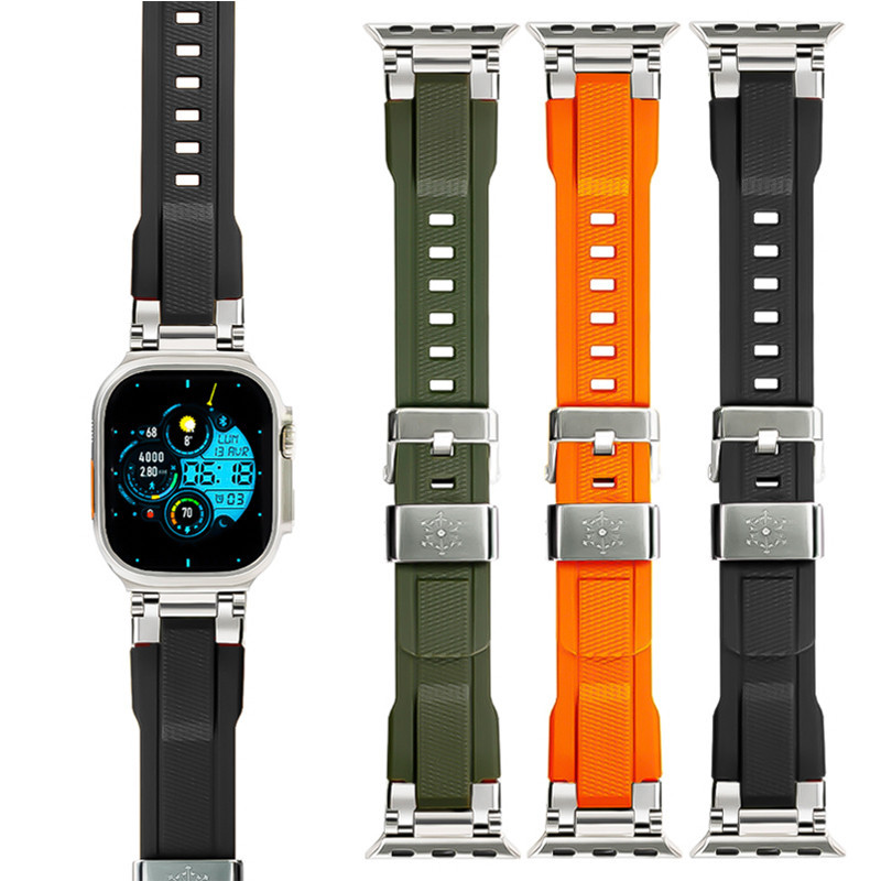 全新 Explorer 矽膠錶帶運動錶帶配件兼容 Apple Watch Ultra 2 49mm 45mm 44mm