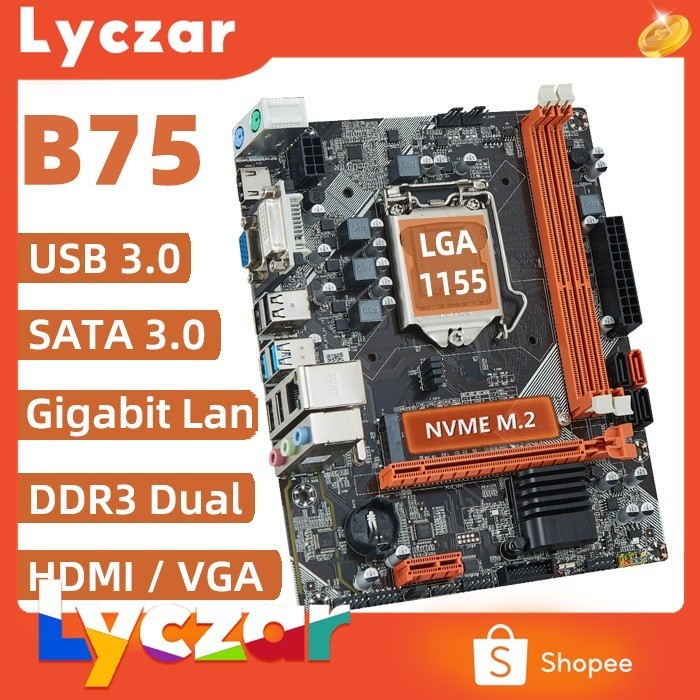 B75 台式機主板 NVME M.2 LGA 1155 適用於第 2/3 代 i3 i5 i7 CPU 支持 DDR3