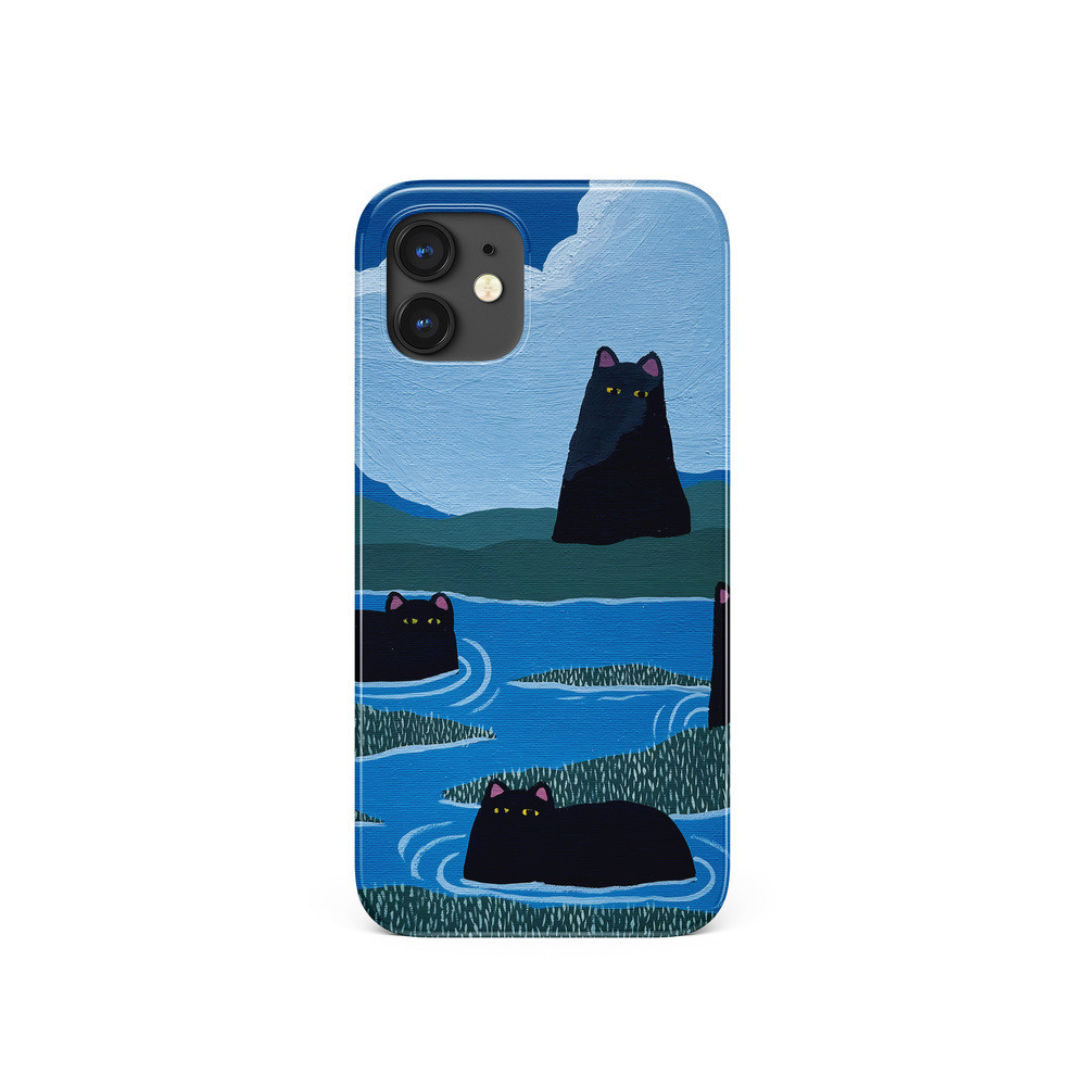 歐美油畫小眾貓咪可愛藍色適用於蘋果IPhoneX/12/13/14pro/15菲林手機殼imd矽膠軟殼小米華為