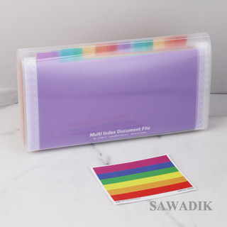 Sawadik 13格風琴包 B6大容量票據文件夾 彩虹內頁收納包