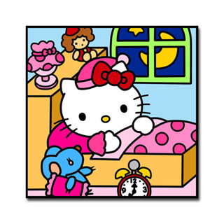 帶框 Hello Kitty 凱蒂貓 數字油畫 手繪 diy 填充 塗色 動漫 個性禮物 房間裝飾畫 掛畫