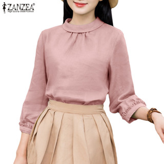 Zanzea 女式韓版休閒翻領荷葉邊褶襉寬鬆上衣