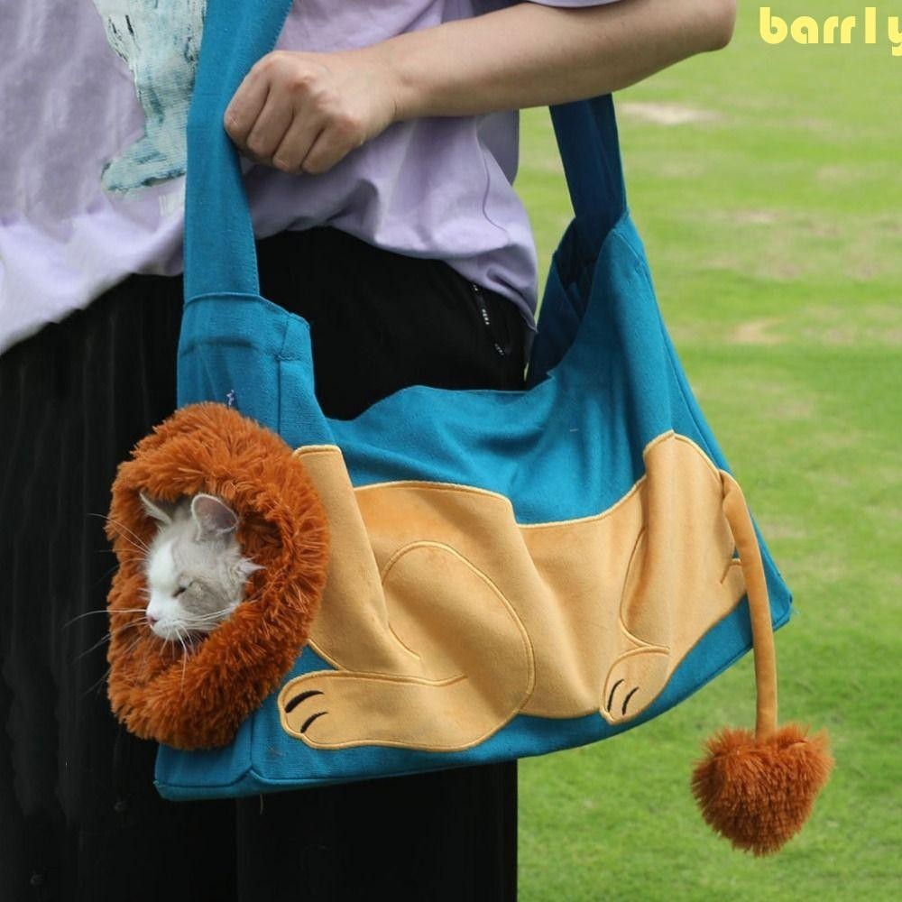 BARR1Y寵物外出手提包,可折疊獅子設計Cat手提袋,帆布卡通透氣寵物便攜透氣袋對於貓兔子小狗