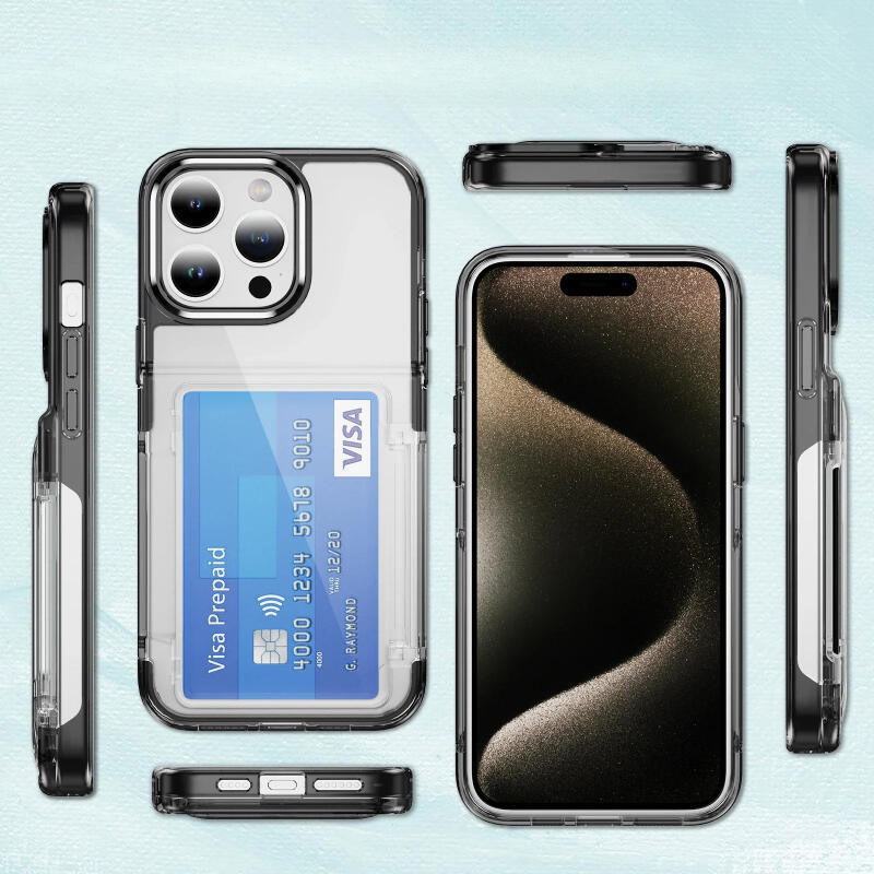 豪華錢包信用卡槽隱藏夾亞克力透明手機殼適用於 iPhone 15 14 13 12 Promax 11 相機保護硬質防震