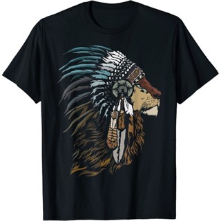 獅子精神動物圖騰原住民美國羽毛 T 恤