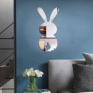鏡子貼紙 亞克力鏡面牆貼 軟鏡子 可拆卸亞克力3D鏡面牆貼兒童房客廳牆面裝飾兔子卡通貼紙貼飾