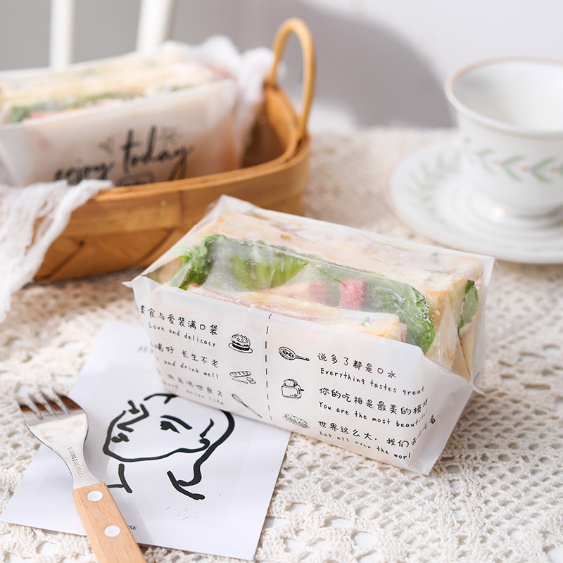【現貨】【三明治包裝袋】三明治包裝紙 透明 飯糰 食品級 甜品 便當包裝袋 打包袋子 專用 麵包袋
