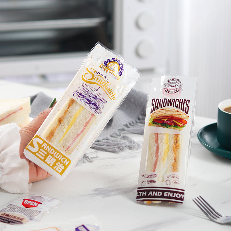 現貨【三明治包裝】專用一次性 易撕 三明治 包裝袋 三明治包裝紙 三角蛋糕 烘焙 麵包包裝袋