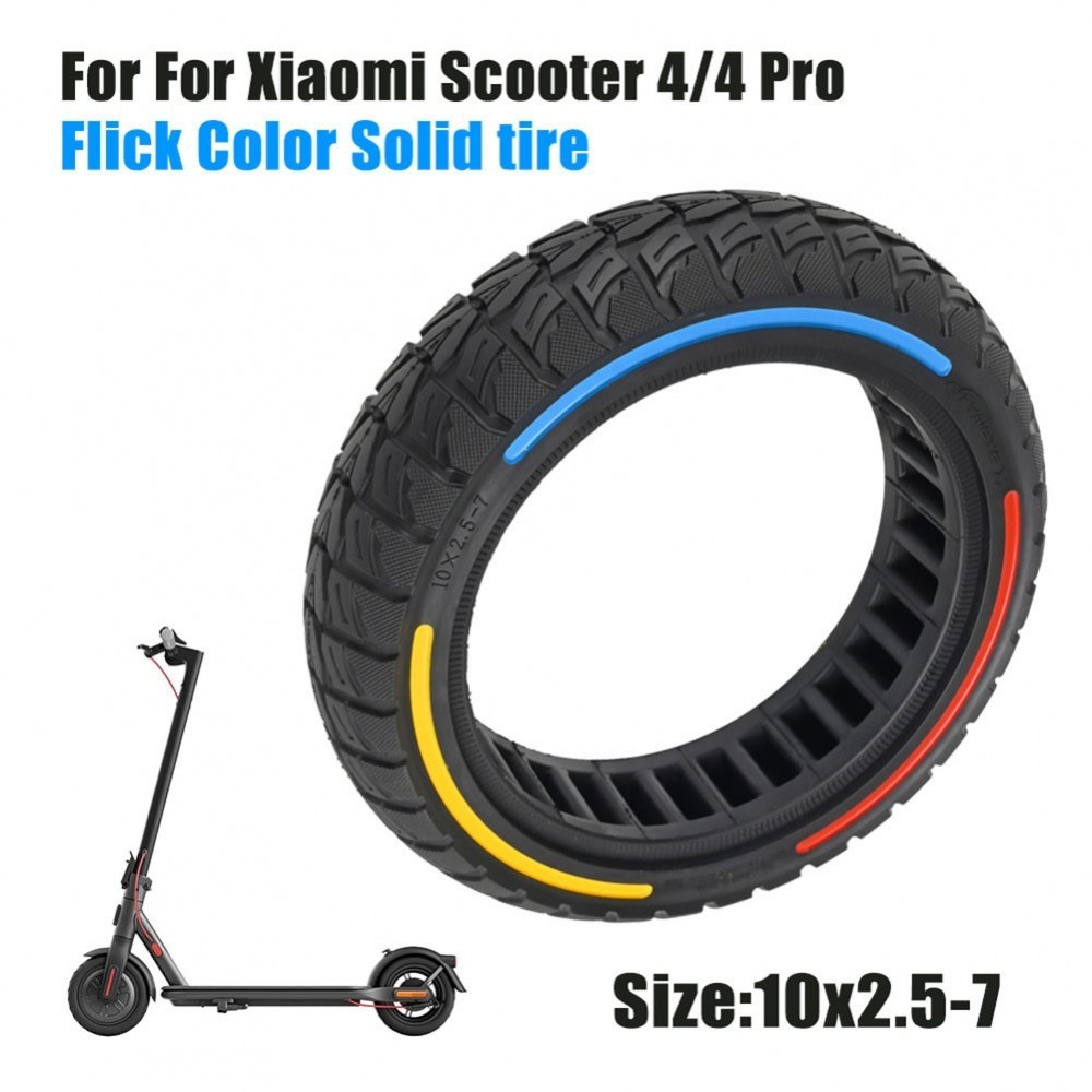 XIAOMI 時尚黑色+彩色條紋 10x2 507 實心輪胎適用於小米 44Pro 電動滑板車