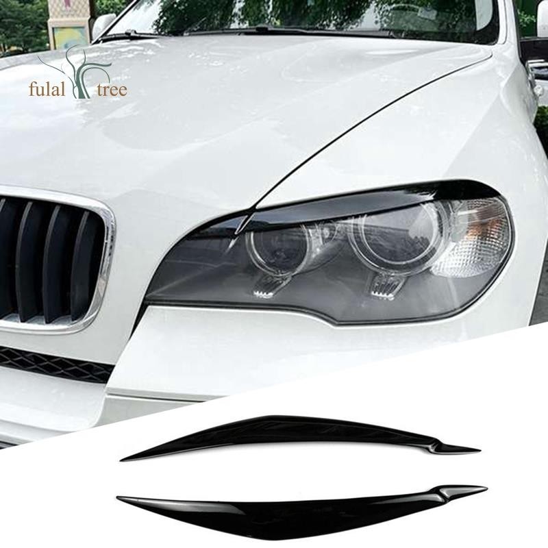 1 對更換零件適用於 BMW E71 X6 2008-2015 E70 X5M 2006-2013 汽車光澤黑色大燈眉眼