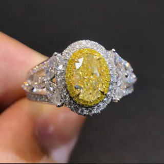 橢圓形 黃鋯石彩寶戒指 鏤空設計感首飾