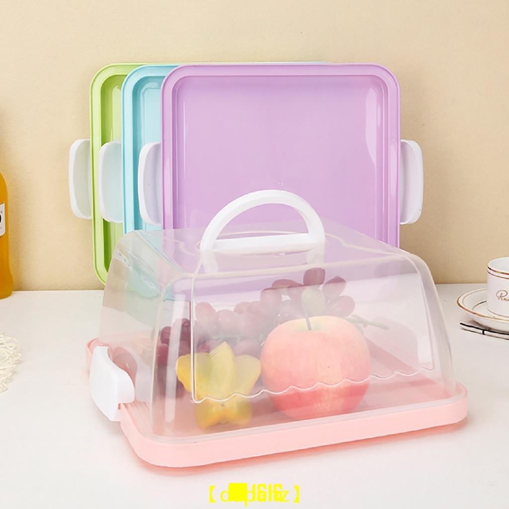 【免運】10吋 8寸 圓形方形手提蛋糕盒烘焙保鮮盒一體式打包盒便攜式塑料加厚透明生日蛋糕盒可當菜罩