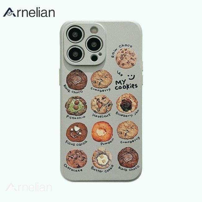 Arnelian Slim TPU 手機殼 Cookie 圖案智能手機殼全覆蓋外殼兼容 IPhone 15 14 Pro