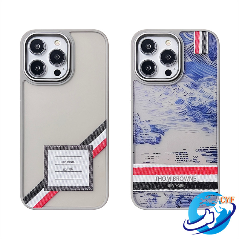 Iphone 15 14 13 12 11 Pro Max 手機殼時尚 THOM BROWN 圖案 3D 壓紋印花啞光磨