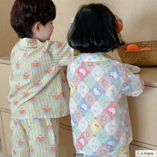 『兒童睡衣』夏季睡衣 居家服套裝 男童睡衣 女童睡衣 韓版兒童家居服套裝夏季新款男孩女童寶寶短袖短褲空調睡衣 HL