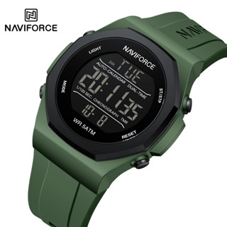 Naviforce 數字手錶運動液晶手錶男士 50m 防水運動手錶數字光秒錶軍用手錶