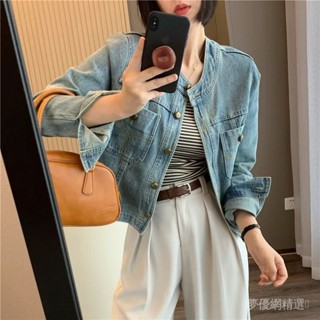 🌟精選熱賣🌟 春鞦2024新款設計感牛仔外套女大碼胖mm顯瘦百搭洋氣短款夾剋上衣優選