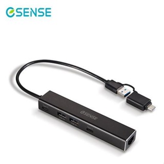 Esense逸盛 USB轉RJ45+2A2C USB3.0 HUB