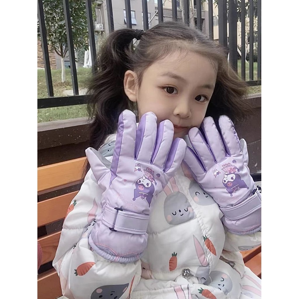 庫洛米手套美樂蒂三麗鷗正品授權男童女童刷毛玩雪兒童滑雪手套